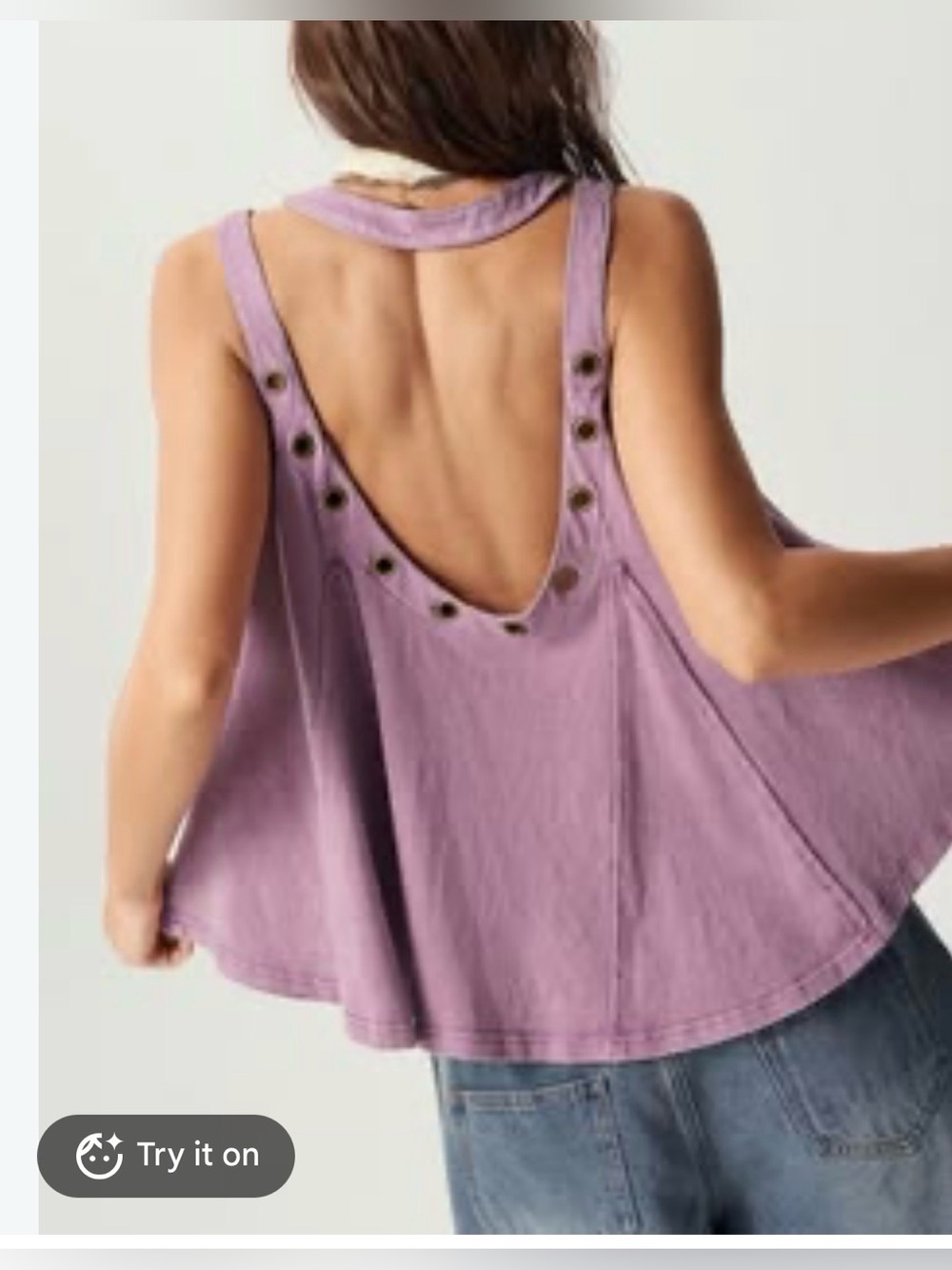 Free People Cleo Grommet Tank in Purple Dove
